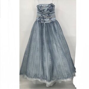 Up Cycled Dyed Lace Strapless Gown